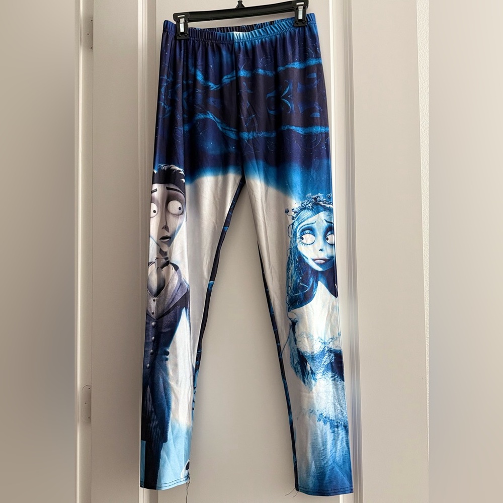 Lotus Leggings XL Corpse Bride Leggings Blue & White